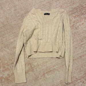 SHEIN Cream Cable Knit Sweater